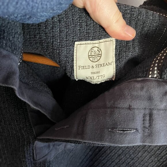 Field & Stream Pullover Sweater Navy Blue Ribbed Size XXL Button Neck Outdoor - Picture 4 of 10
